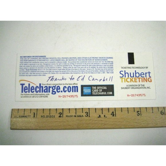 La Bete Music Box Ticket ONLY October 7 2010 David Pierce Lumley - Picture 2 of 2